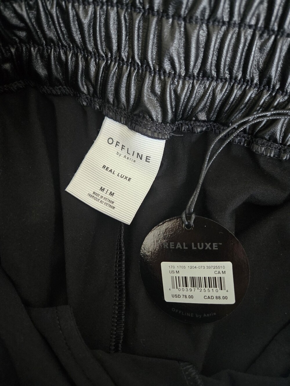 NEW. OFFLINE by Aerie Real Luxe Faux Leather Wide Leg Pants in True Black MEDIUM - Picture 4 of 10